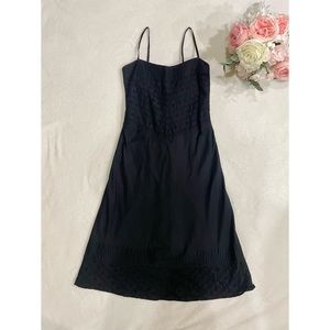 J. Crew Petite Eyelet Spaghetti Strap Midi Black Dress